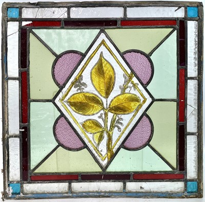 Lot 76 - Four Victorian stain glass and lead lined panels.