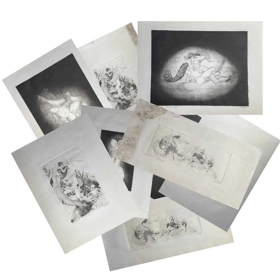 Lot 631 - TARA Nine exotic etchings Each signed The...