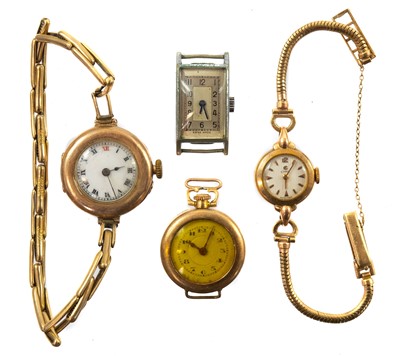 Lot 316 - An early 20th century 10ct rose gold cased Waltham ladies manual wind wristwatch.