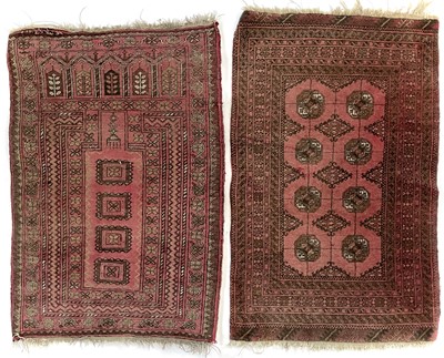 Lot 1226 - An Afghan prayer rug and another Afghan rug, circa 1920-1930's.