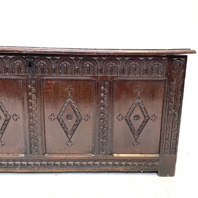 Lot 2 - A carved oak offer, 17th century.