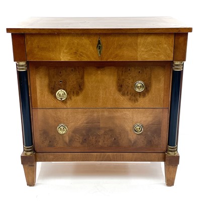 Lot 1884 - A Biedermeier style walnut chest of three long...