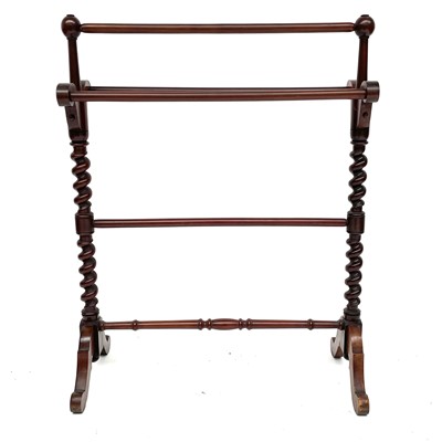 Lot 1857 - A Victorian mahogany towel rail, barley twist...