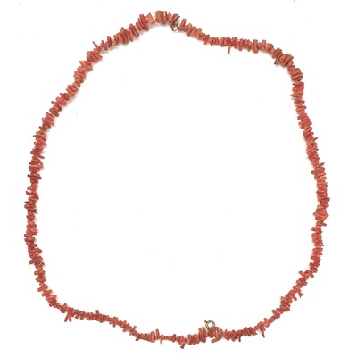Lot 247 - A coral stick bead necklace, silver cameo pendant and a watch pendant on chain.