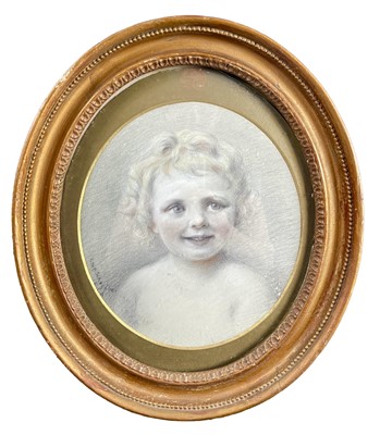 Lot 1419 - Schreiber, Portrait of a child , charcoal and...