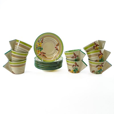 Lot 853 - Clarice Cliff, green Hydrangea, a set of eight...