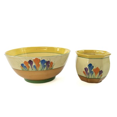 Lot 845 - Clarice Cliff, crocus pattern, a fruit bowl,...