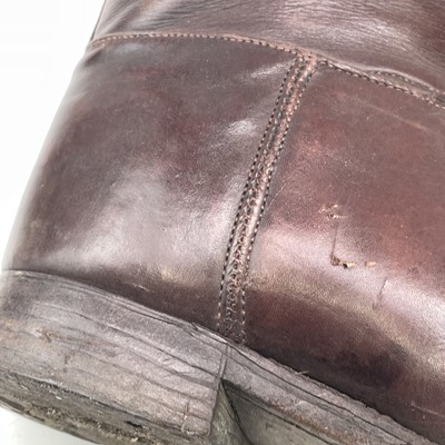 Lot 59 - A pair of brown leather riding boots and trees,...