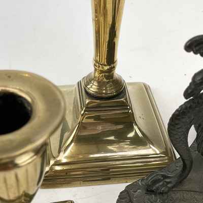 Lot 54 - A George III paktong candlestick, of...
