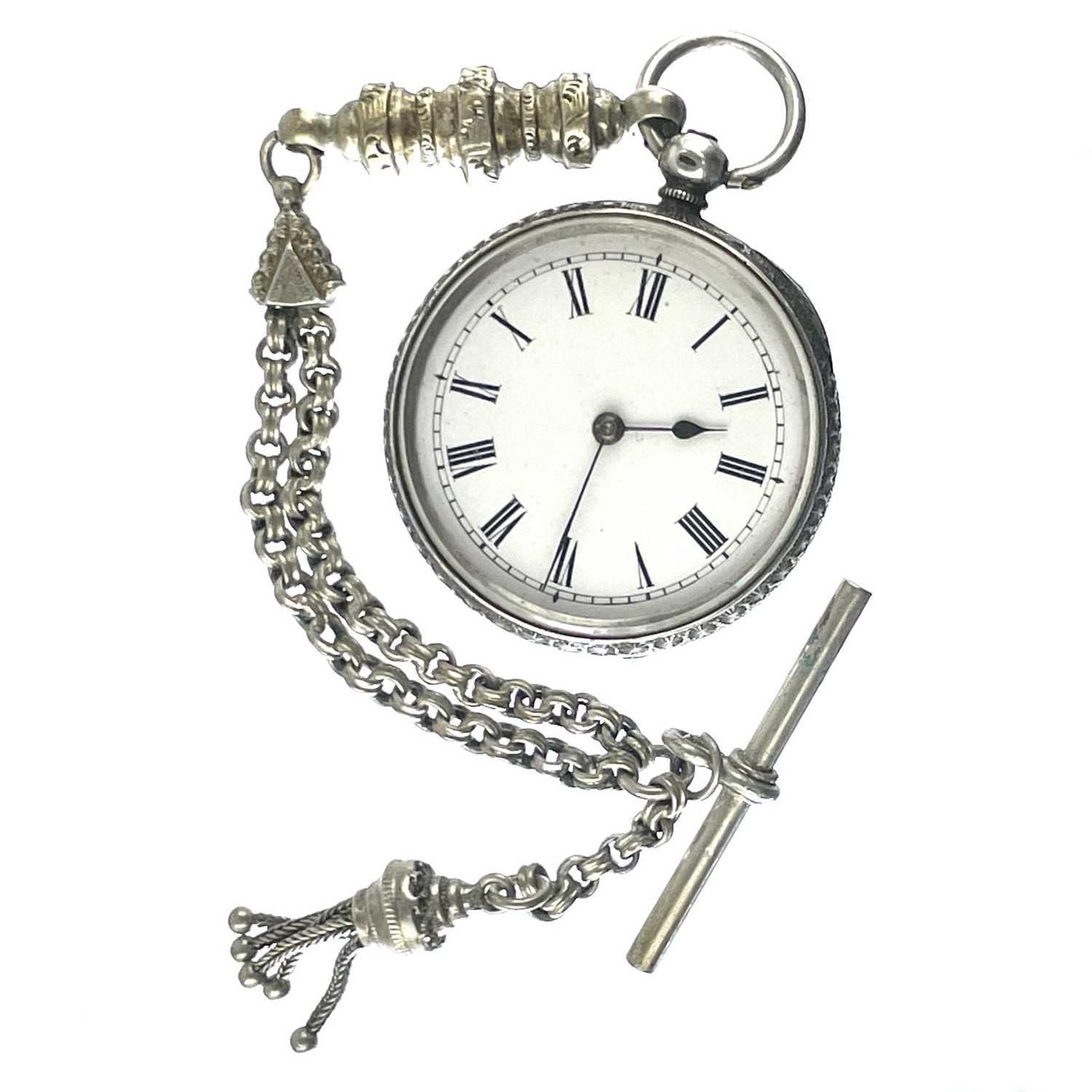 Lot 362 - A silver .935 ladies key wind pocket watch