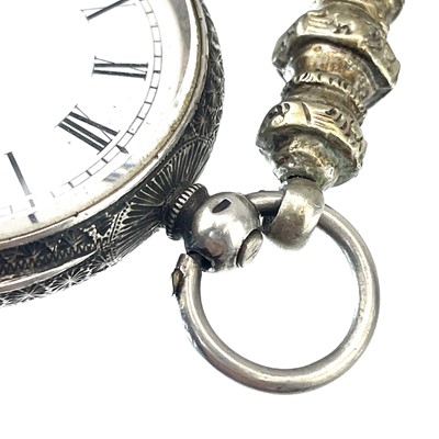 Lot 362 - A silver .935 ladies key wind pocket watch