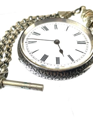 Lot 362 - A silver .935 ladies key wind pocket watch