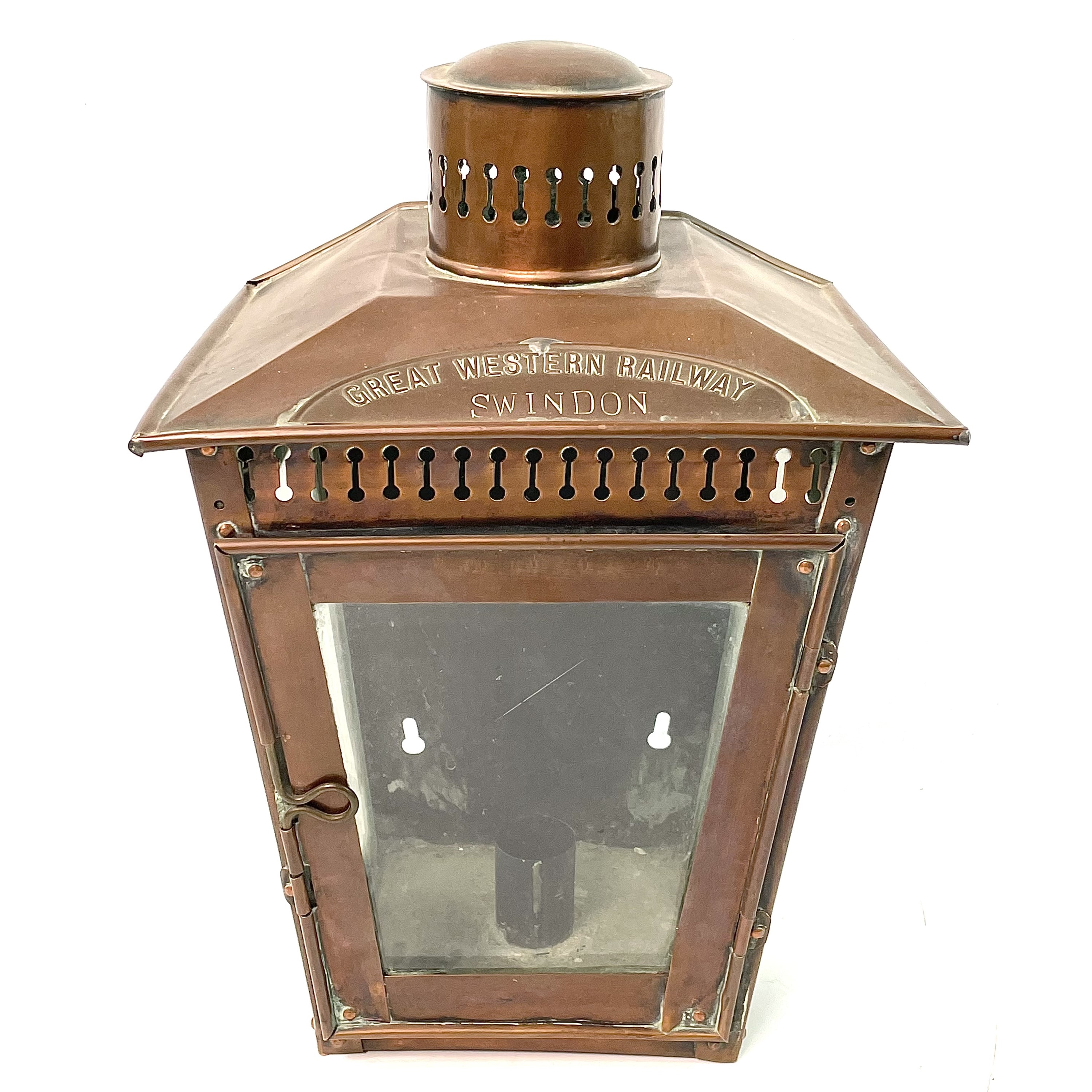 Lot 39 A copper lantern inscribed 'Great Western