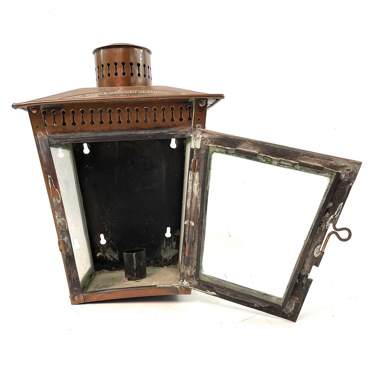 Lot 39 A copper lantern inscribed 'Great Western