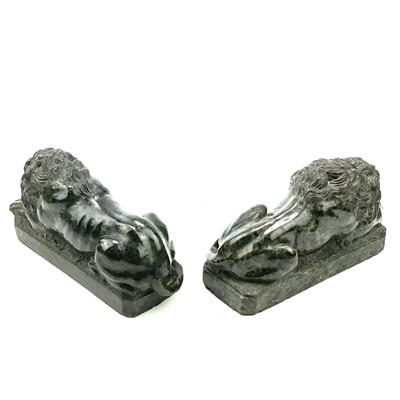 Lot 7 - After Canova, a pair of serpentine lions each...