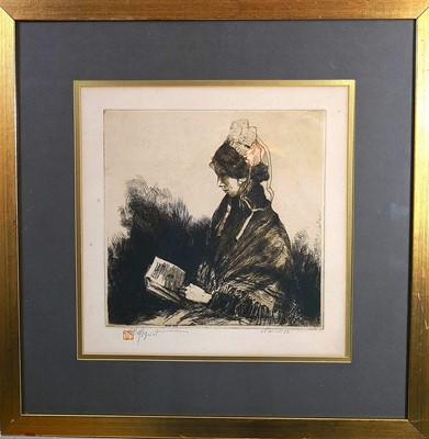 Lot 1434 - Victor Mignot, The Good Book, Etching, Signed...