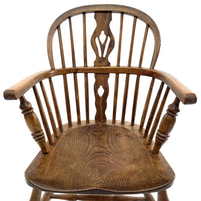 Lot 42 - An ash and elm windsor armchair, 19th century.