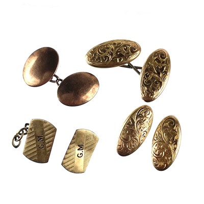 Lot 38 - A collection of 9ct gold cufflinks.