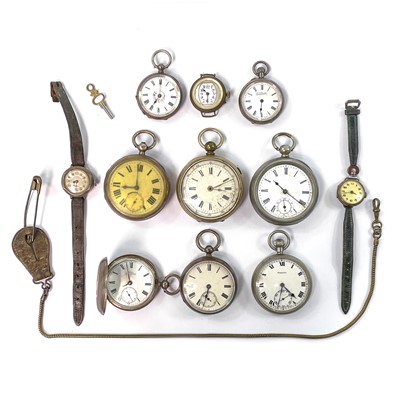 Lot 380 - A collection of silver and nickel cased pocket watches