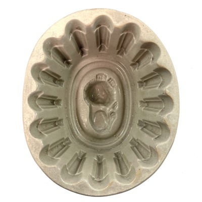 Lot 65 - A Victorian stoneware jelly mould, modelled with a lion.