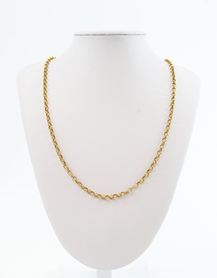 Lot 56 - A 9ct gold (tested) belcher link necklace.