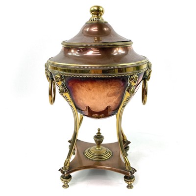Lot 66 - A Regency copper and brass tea urn.