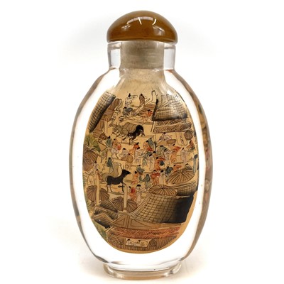 Lot 207 - A Chinese inside painted snuff bottle with hardstone stopper.