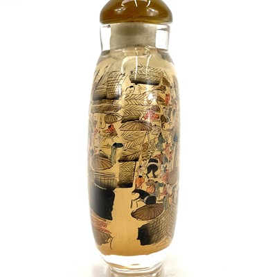 Lot 207 - A Chinese inside painted snuff bottle with hardstone stopper.