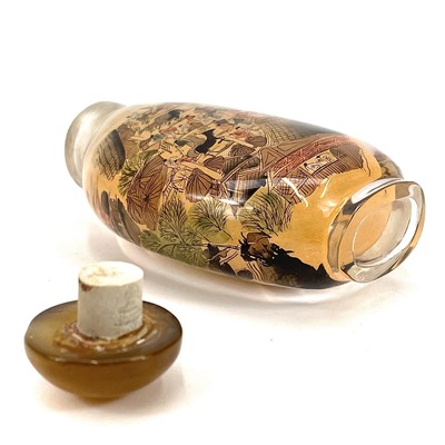 Lot 207 - A Chinese inside painted snuff bottle with hardstone stopper.
