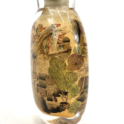 Lot 207 - A Chinese inside painted snuff bottle with hardstone stopper.