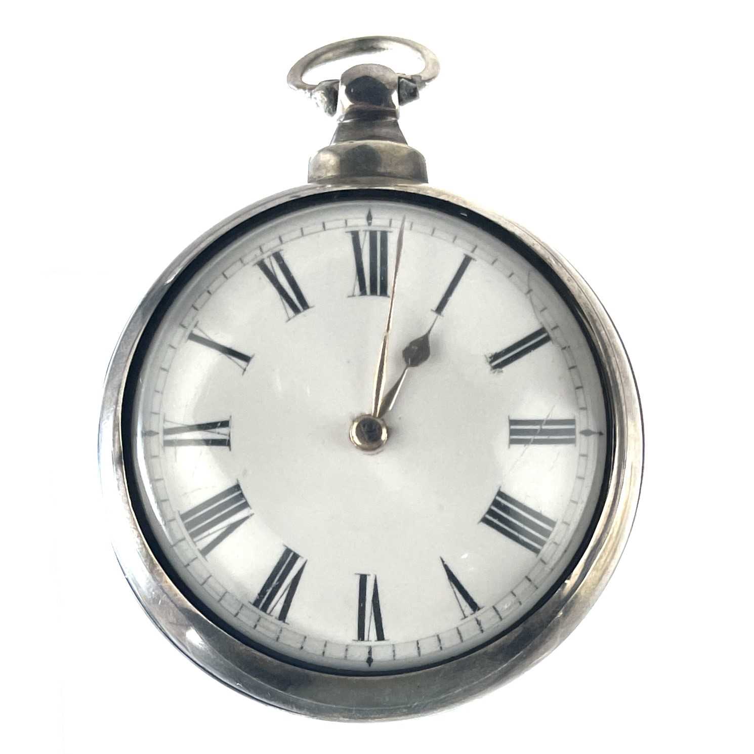 Lot 356 - An early Victorian silver pair cased pocket watch.