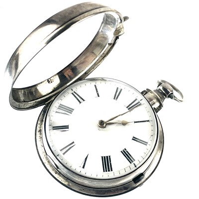 Lot 356 - An early Victorian silver pair cased pocket watch.