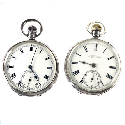 Lot 366 - Two silver cased crown wind pocket watches.