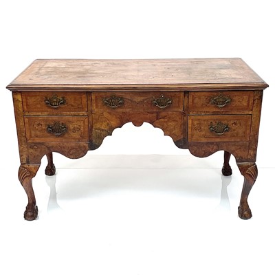 Lot 1881 - A Queen Anne style Walnut kneehole side table,...