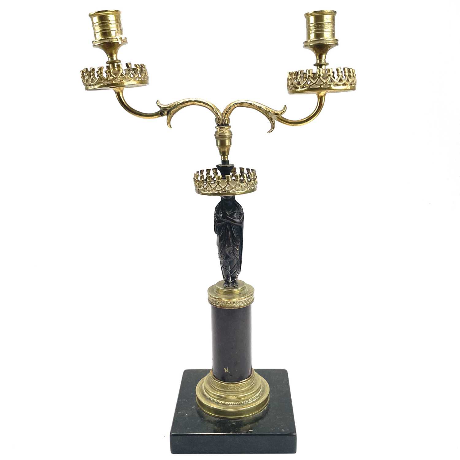 Lot 8 - A French bronze and ormolu figural candelabrum,...
