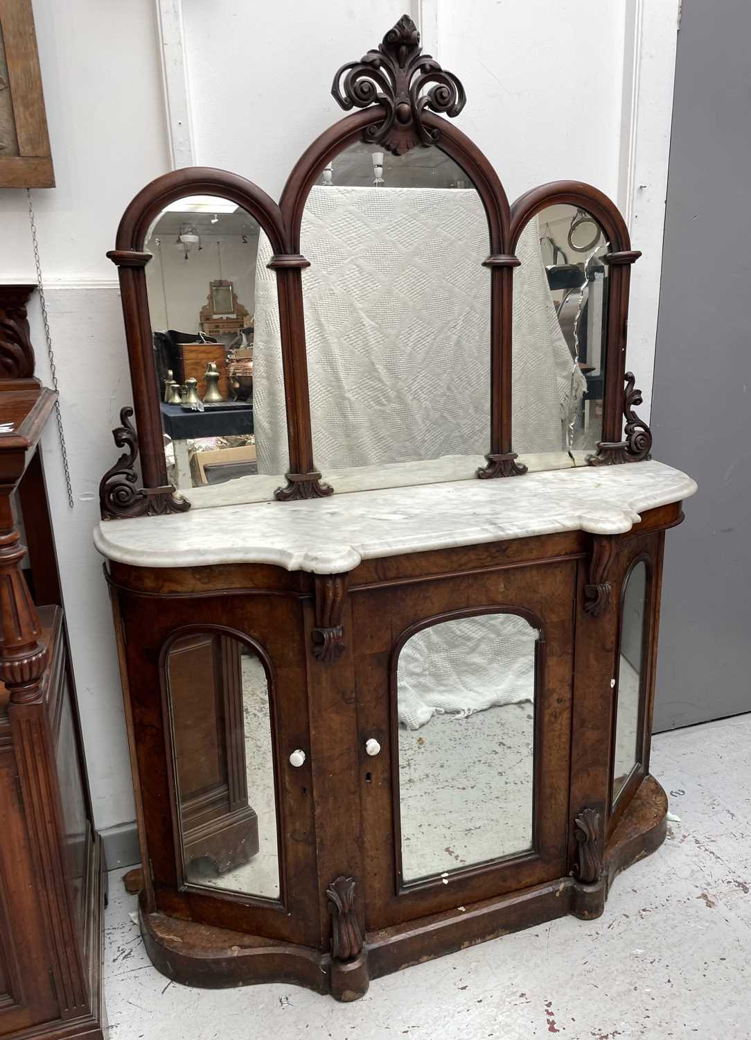 Lot 1863 - A Victorian walnut mirror back sideboard, with...