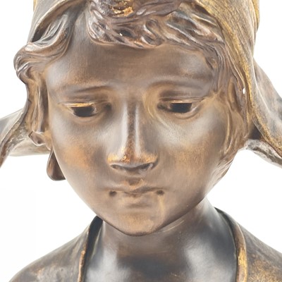 Lot 136 - An Art Nouveau plaster bust, of a Dutch girl,...