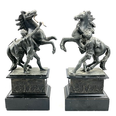 Lot 132 - A pair of spelter Marly horses, French, circa...