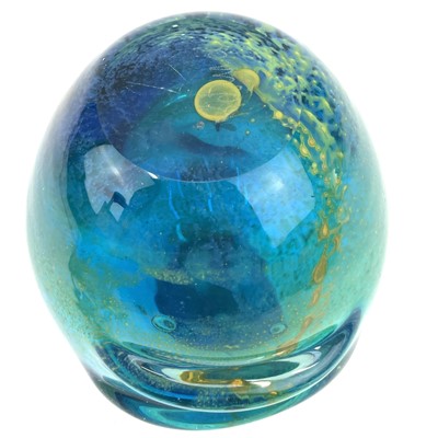 Lot 888 - A Mdina blue green glass vase, with flecked...