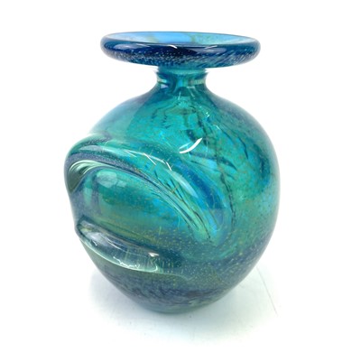 Lot 888 - A Mdina blue green glass vase, with flecked...