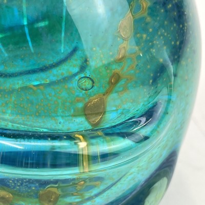 Lot 888 - A Mdina blue green glass vase, with flecked...