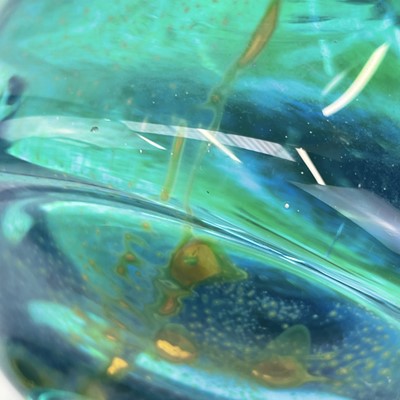 Lot 888 - A Mdina blue green glass vase, with flecked...