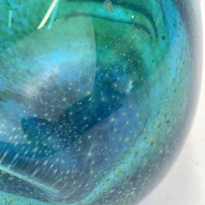 Lot 888 - A Mdina blue green glass vase, with flecked...