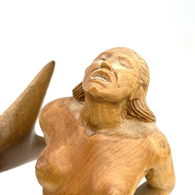 Lot 129 - A Ron Lane cedar wood carving, open abstract...