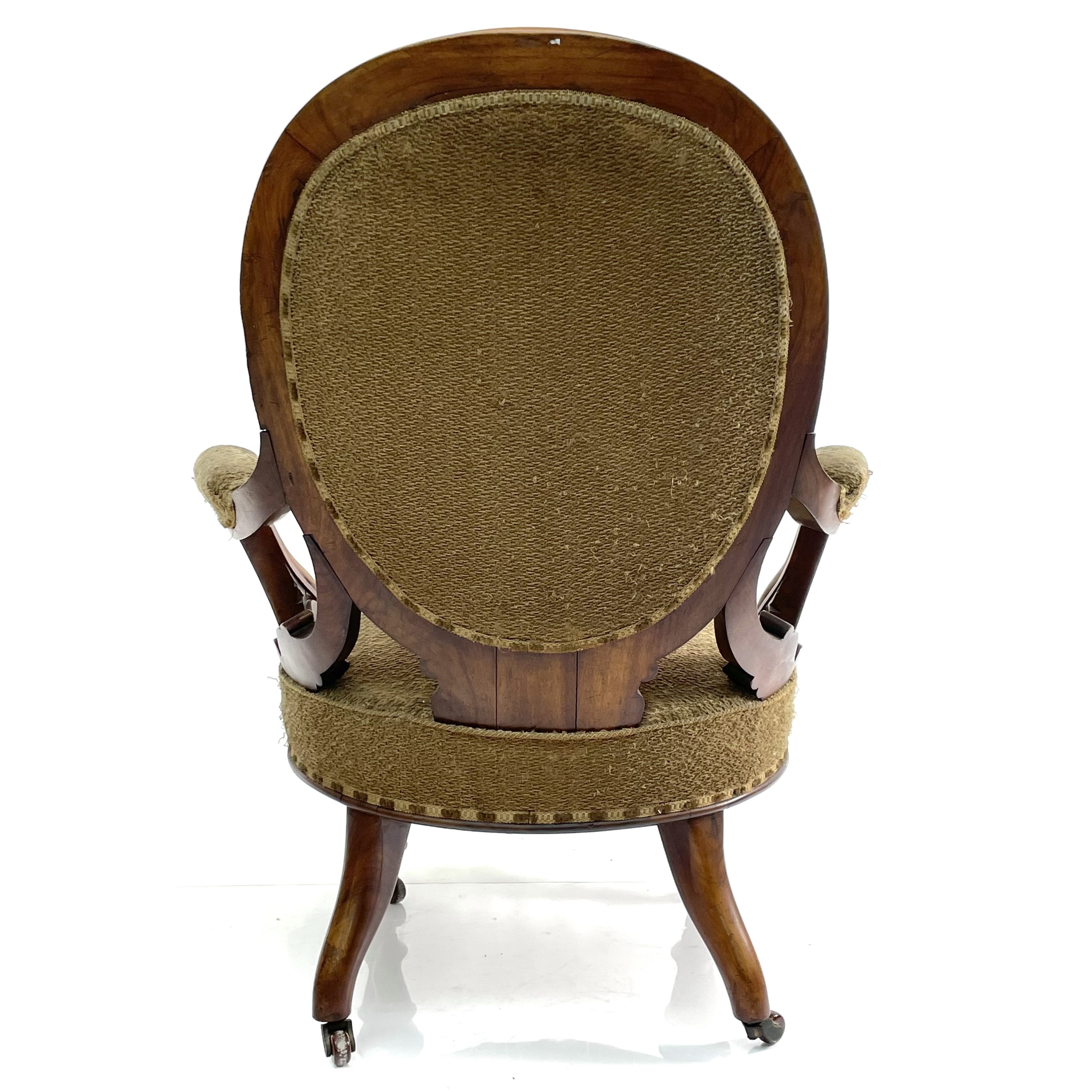Lot 1859 - A Victorian walnut spoon back armchair,