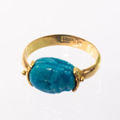 Lot 89 - A 19th century high purity gold Grand Tour Ancient Egyptian scarab ring.
