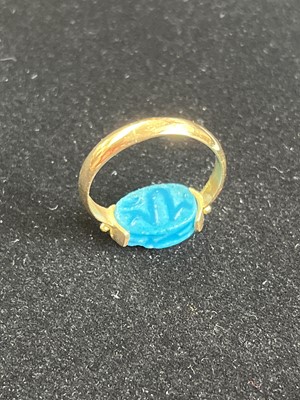 Lot 89 - A 19th century high purity gold Grand Tour Ancient Egyptian scarab ring.