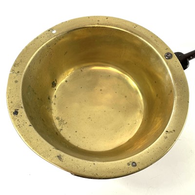 Lot 97 - A rare George III brass and wrought iron down-hearth pan or skillet.