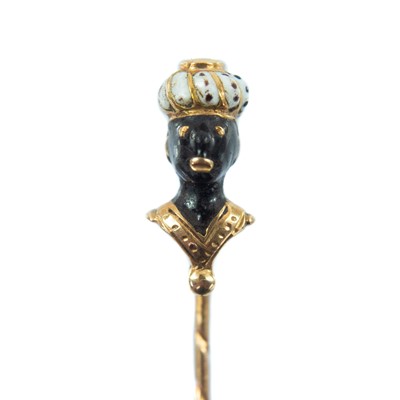 Lot 163 - A continental gold and enamel stick pin