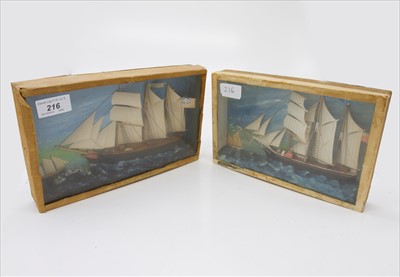 Lot 216 - An early 20th century cased ship diorama,...